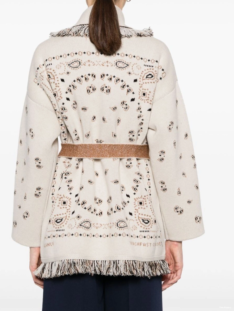Cheap paisley-jacquard frayed cardigan Alanui Women 0818